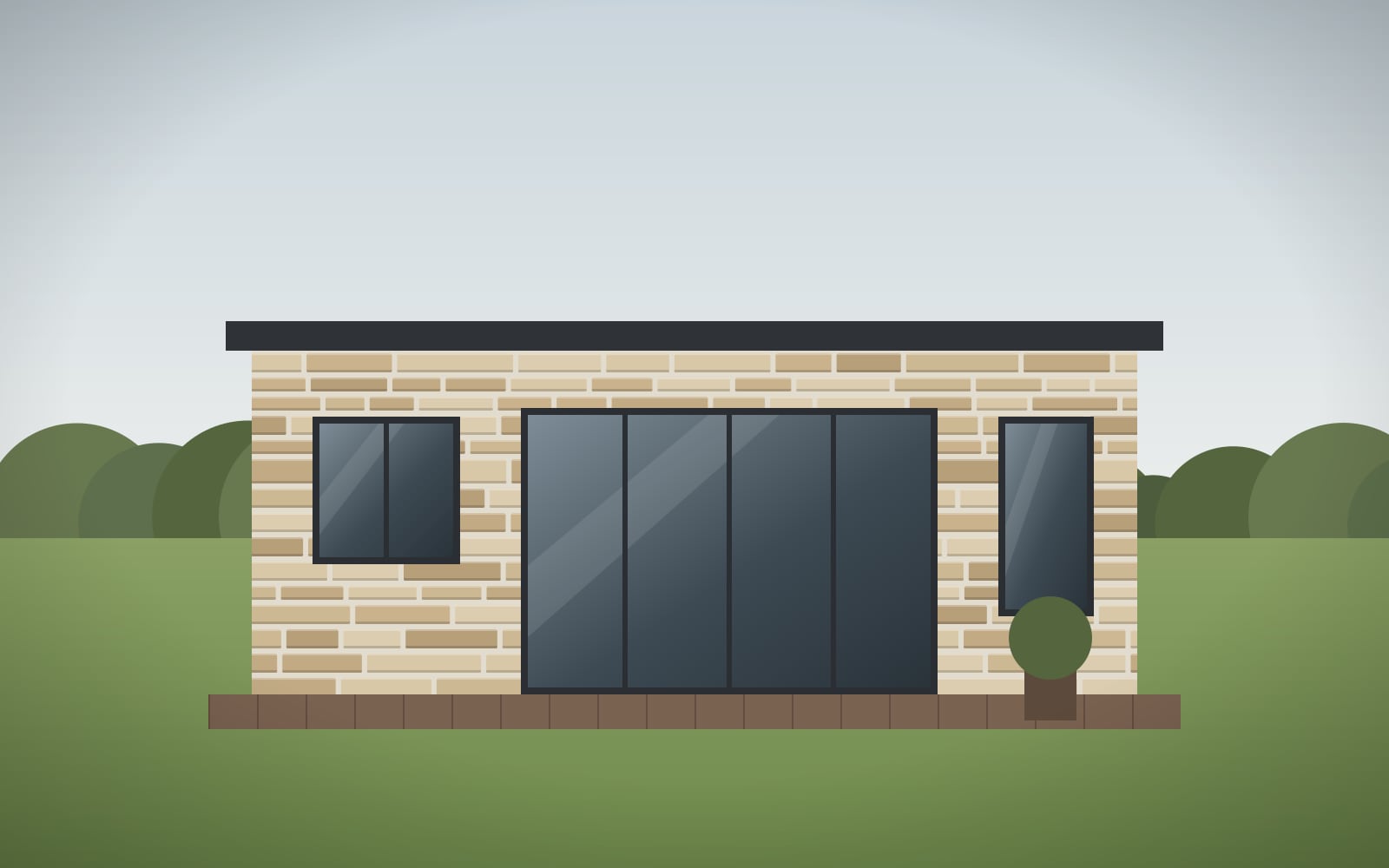 Illustration – garden room after: clad in RapidClad stone slips