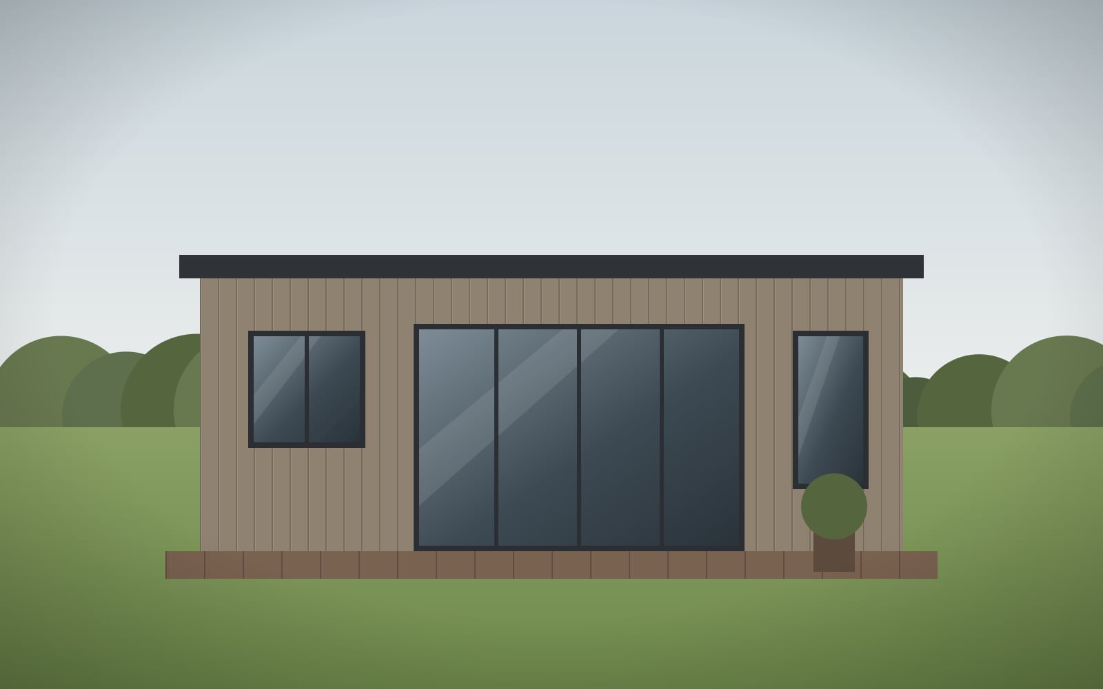 Illustration – garden room before: timber boarding