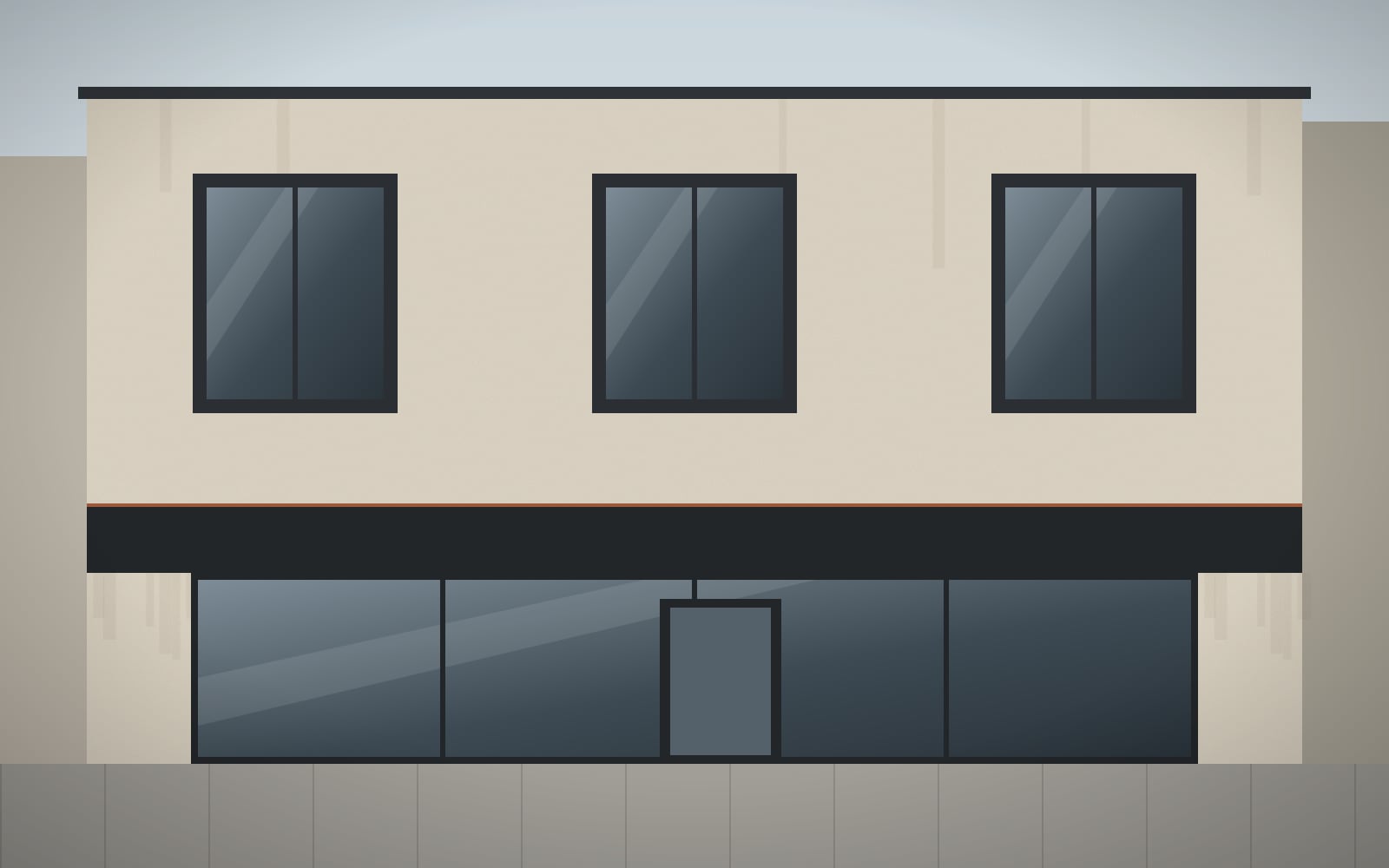 Illustration – shopfront before: tired render