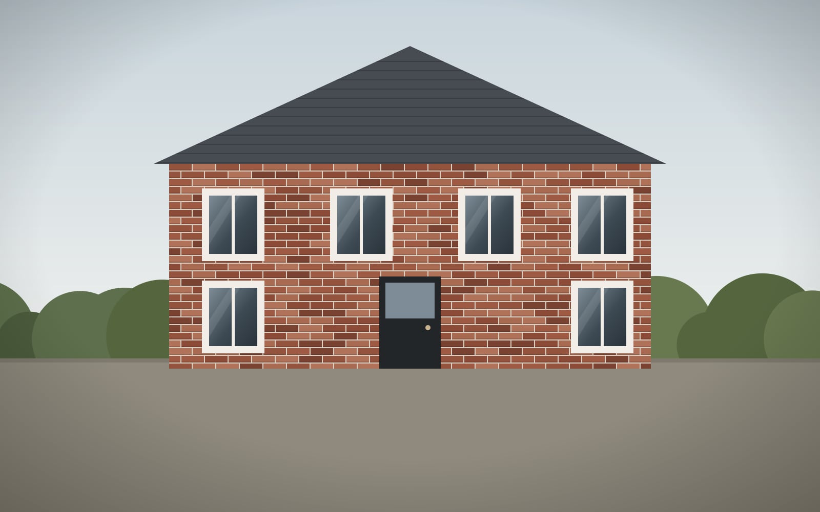Timber frame & modern construction illustration